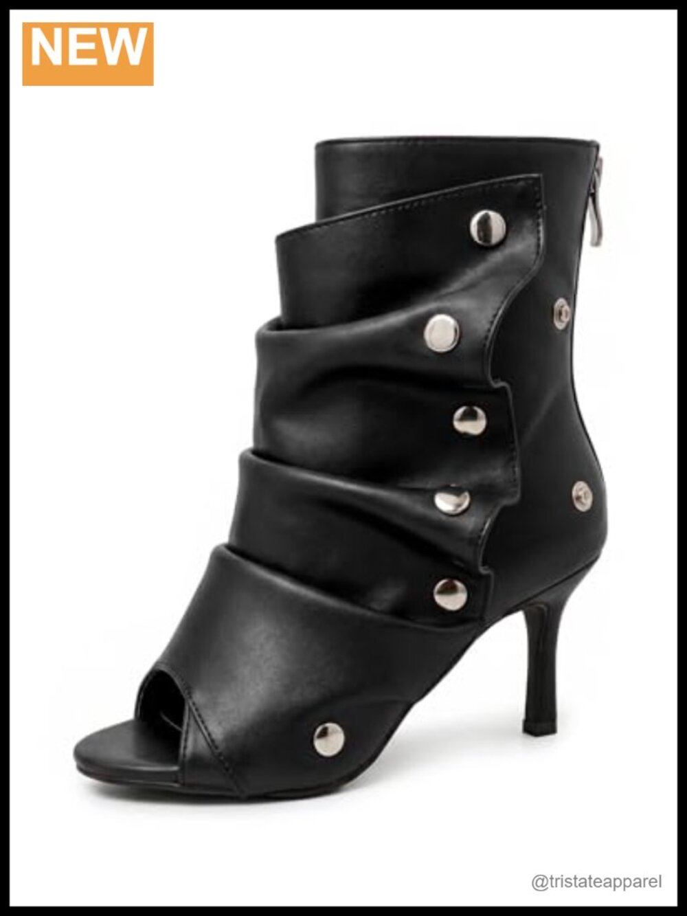 Women's Faux Leather Slouch Booties with Peep Toe, Fold Over & Removable Upper